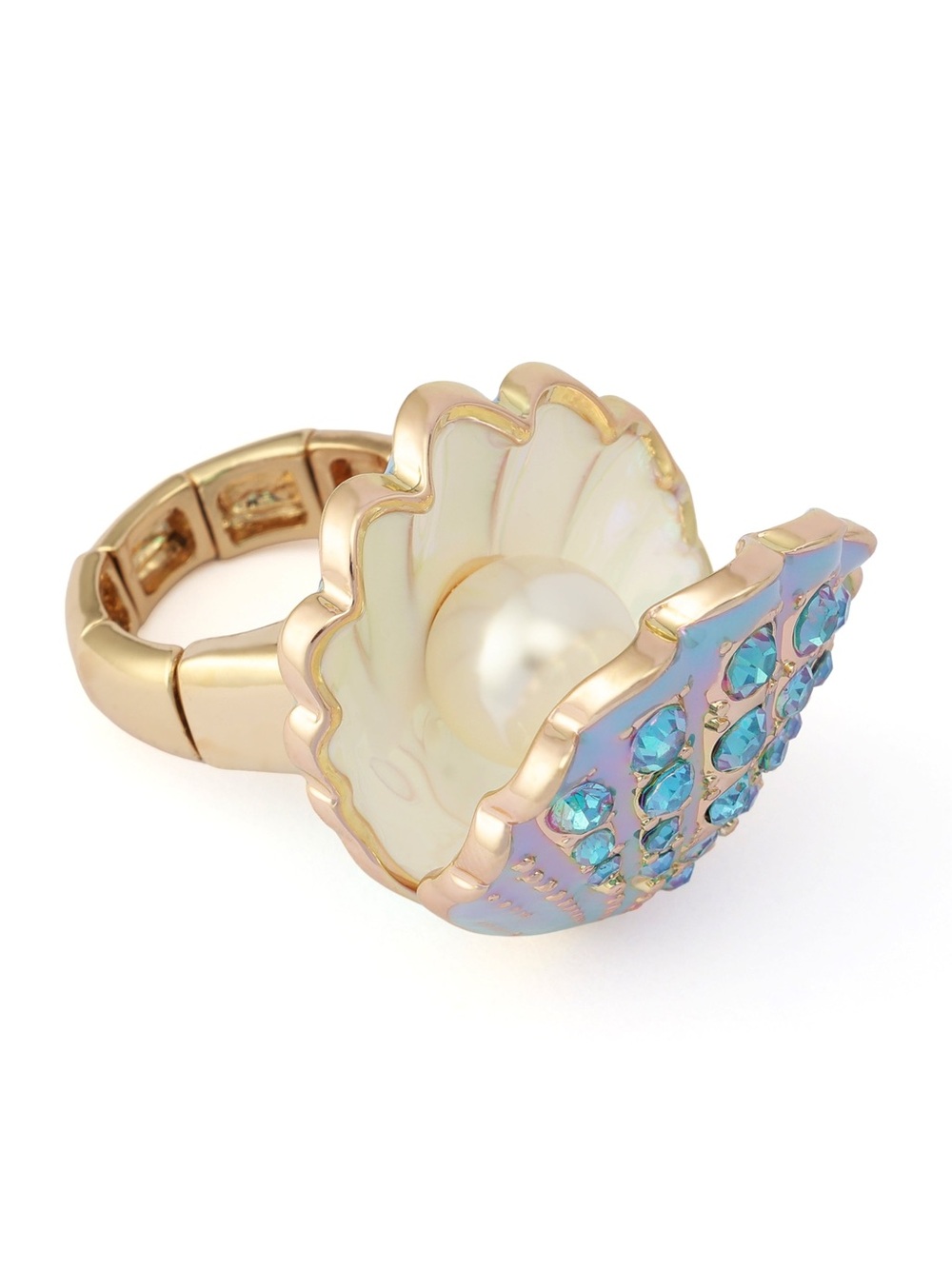 Betsey Johnson Sirens Cove Clam Shell Stretch Ring - Picture 6 of 9